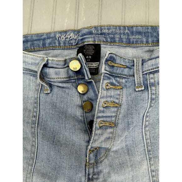 Mossimo Size 4 27 Womens Jeans Power Stretch Mid Rise Skinny Button Fly … - Picture 3 of 4
